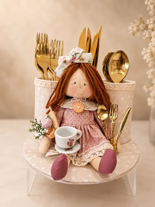 Boneca Trio de Talher com dois porta talheres